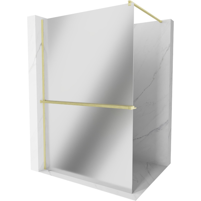 Mexen Kioto+ dušisein riiuliga Walk-in 130 x 200 cm, peegel, kuldne harjatud - 800-130-121-55-50