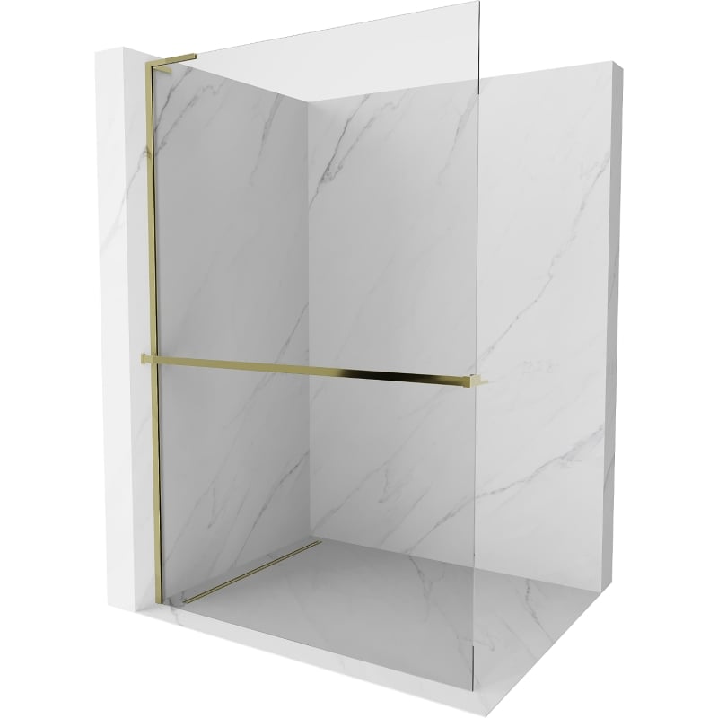 Mexen Kioto+ L ścianka prysznicowa z półką Walk-in 100 x 200 cm, transparent, złota - 800-100-123-50-00