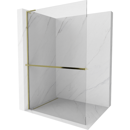 Mexen Kioto+ L Duschwand mit Ablage Walk-in 100 x 200 cm, transparent, gold - 800-100-123-50-00