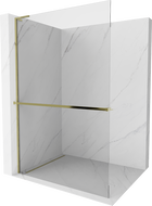 Mexen Kioto+ L staklena tuš pregrada s policom Walk-in 95 x 200 cm, prozirna, zlatna - 800-095-123-50-00