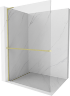 Mexen Kioto+ L Duschwand mit Ablage Walk-in 65 x 200 cm, transparent, gebürstet Gold - 800-065-123-55-00