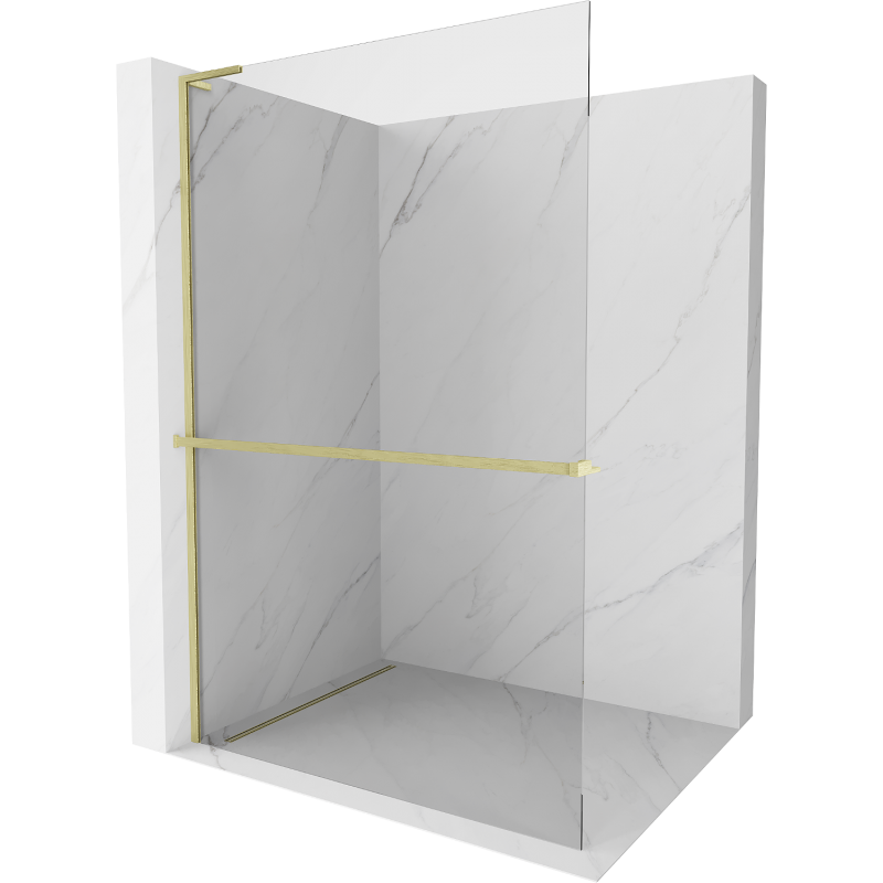 Mexen Kioto+ L ścianka prysznicowa z półką Walk-in 70 x 200 cm, transparent, złota szczotkowana - 800-070-123-55-00