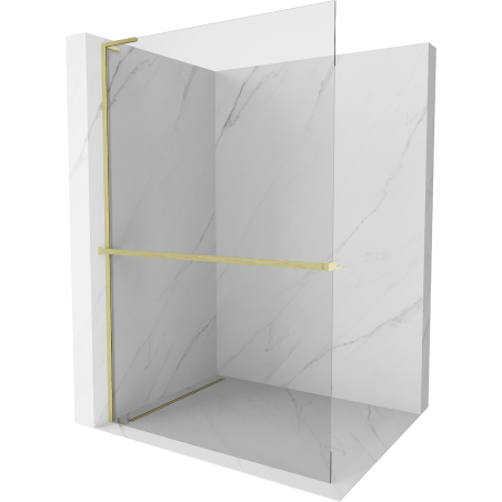Mexen Kioto+ L douchewand met plank Walk-in 80 x 200 cm, transparant, goud geborsteld - 800-080-123-55-00