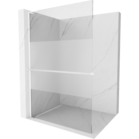 Mexen Kioto+ L Duschtrennwand mit Ablage Walk-in 70 x 200 cm, transparent/Mattglas, weiß - 800-070-123-20-35