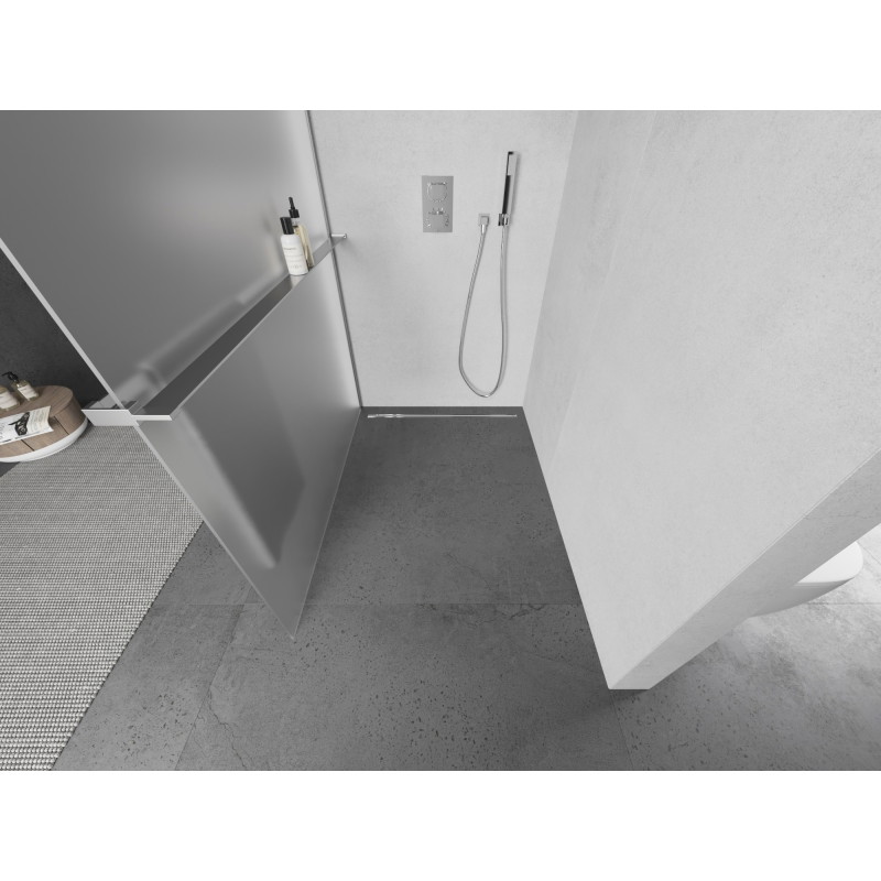 Mexen Kioto+ L zidni panel za tuš s policom Walk-in 120 x 200 cm, mat, krom - 800-120-123-01-30