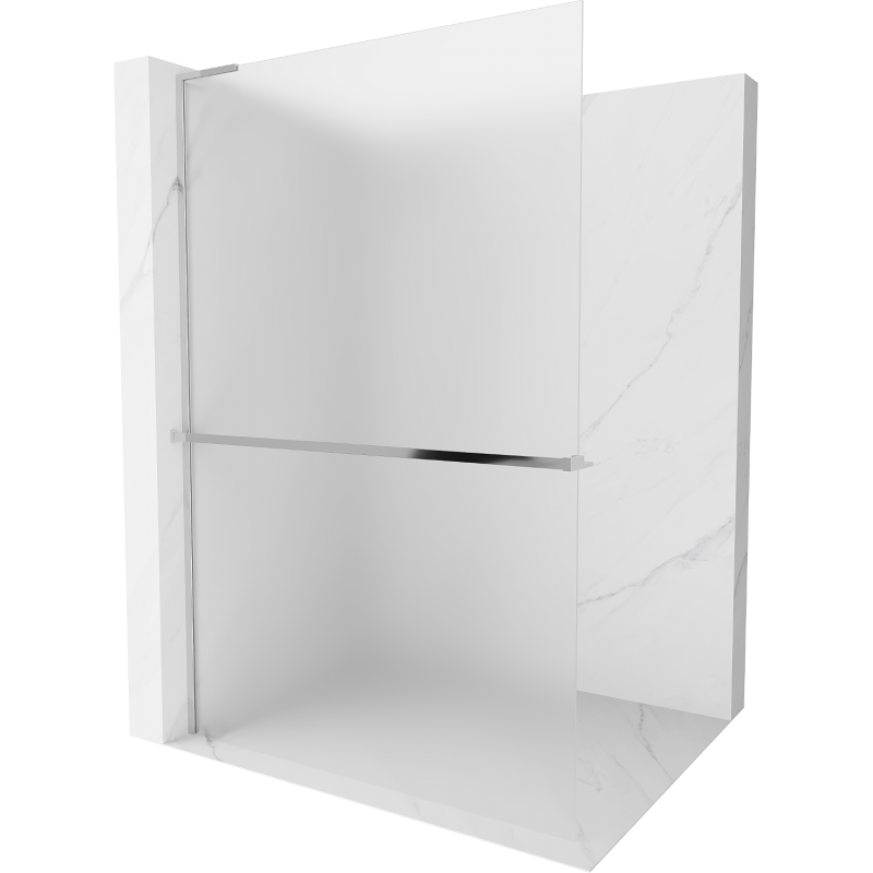 Mexen Kioto+ L Shower Wall with Walk-in Shelf 120 x 200 cm, Frosted, Chrome - 800-120-123-01-30