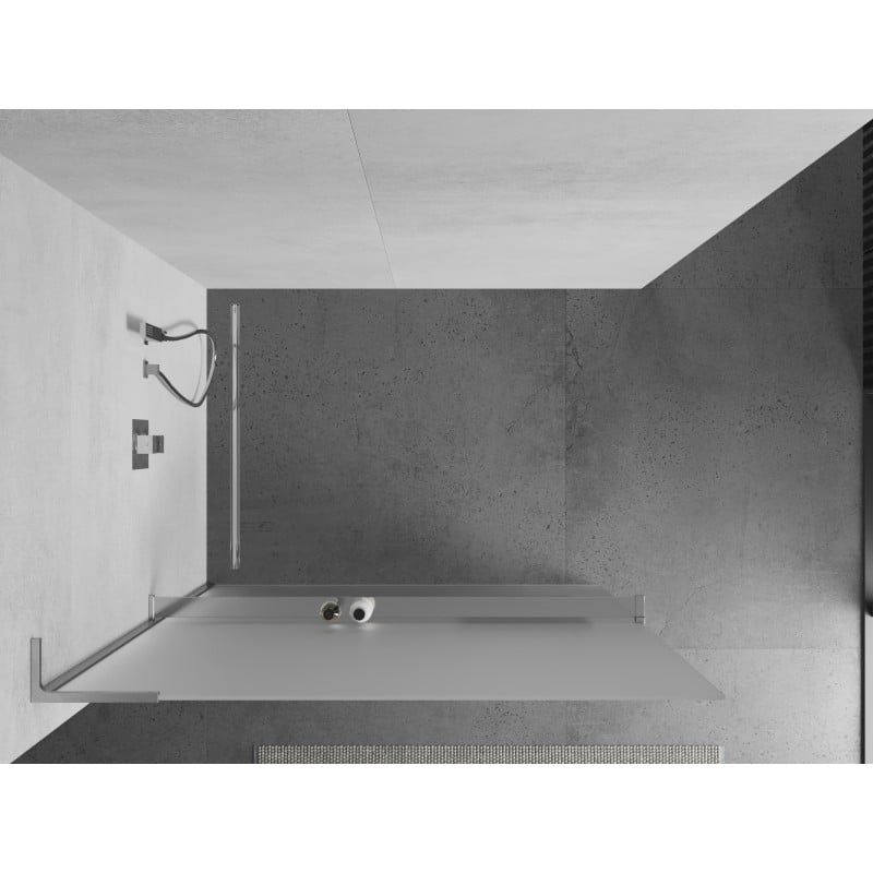 Mexen Kioto+ L Shower Wall with Shelf Walk-in 110 x 200 cm, Frosted, Chrome - 800-110-123-01-30