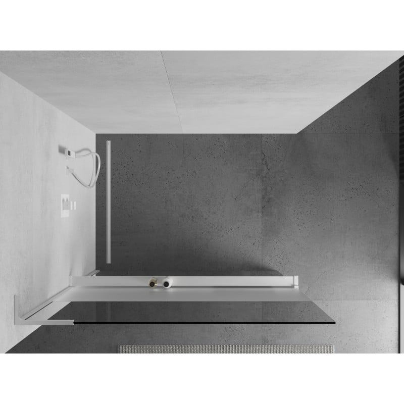 Mexen Kioto+ L mampara de ducha con estante Walk-in 90 x 200 cm, transparente/escarcha, blanco - 800-090-123-20-35