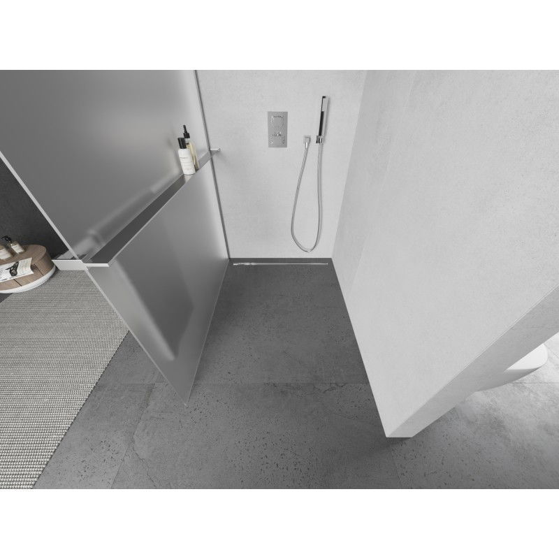 Mexen Kioto+ L pršni zaslon s polico Walk-in 80 x 200 cm, zmrzal, krom - 800-080-123-01-30