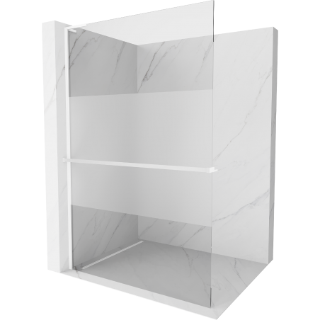 Mexen Kioto+ L paroi de douche avec étagère Walk-in 110 x 200 cm, transparent/givré, blanc - 800-110-123-20-35