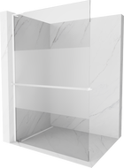 Mexen Kioto+ L zidni tuš s policom Walk-in 110 x 200 cm, prozirno/mat, bijela - 800-110-123-20-35