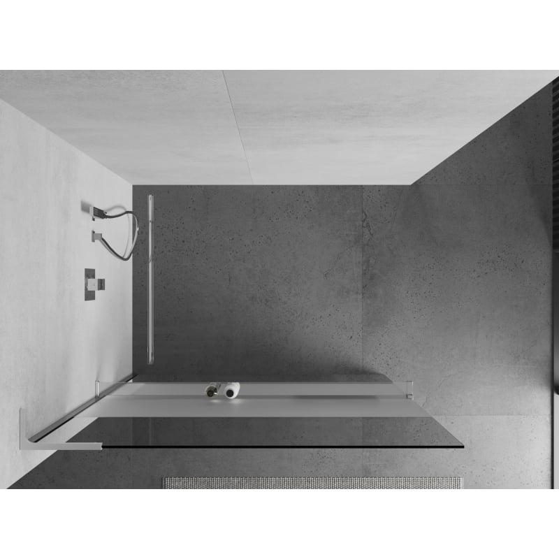 Mexen Kioto+ L dušiasein riiuliga Walk-in 80 x 200 cm, läbipaistev/jääkristalliline, kroom - 800-080-123-01-35