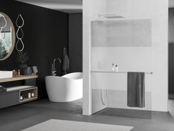 Mexen Kioto+ L tuš pregrada s policom Walk-in 100 x 200 cm, prozirna/mat, krom - 800-100-123-01-35