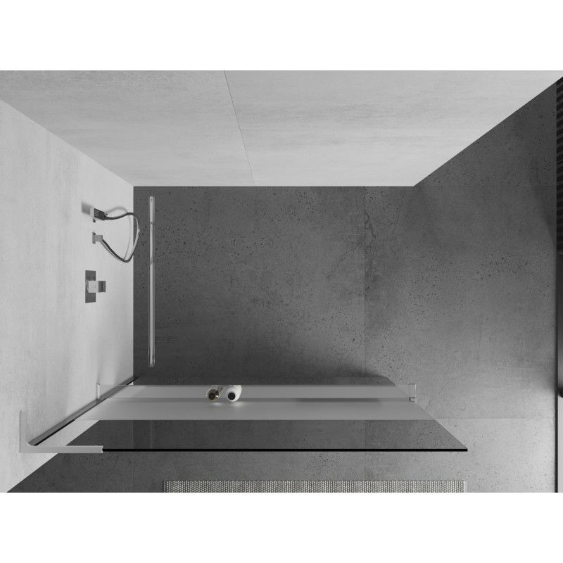 Mexen Kioto+ L Douchewand met plank Walk-in 100 x 200 cm, transparant/mat, chroom - 800-100-123-01-35