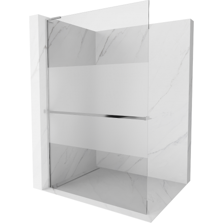 Mexen Kioto+ L Shower Screen with Walk-in Shelf 110 x 200 cm, clear/frosted, chrome - 800-110-123-01-35