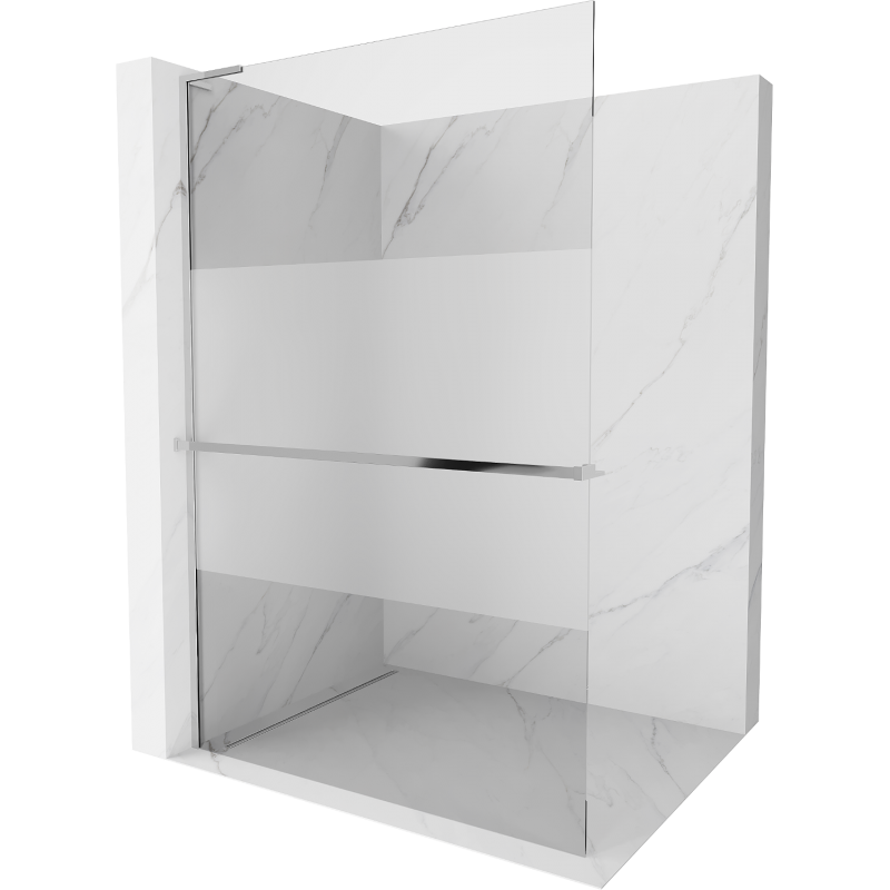 Mexen Kioto+ L Duschwand mit Ablage Walk-in 120 x 200 cm, transparent/matt, Chrom - 800-120-123-01-35