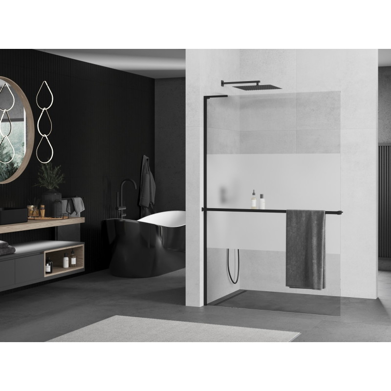 Mexen Kioto+ L dušisein riiuliga Walk-in 70 x 200 cm, läbipaistev/kirgas, must - 800-070-123-70-35