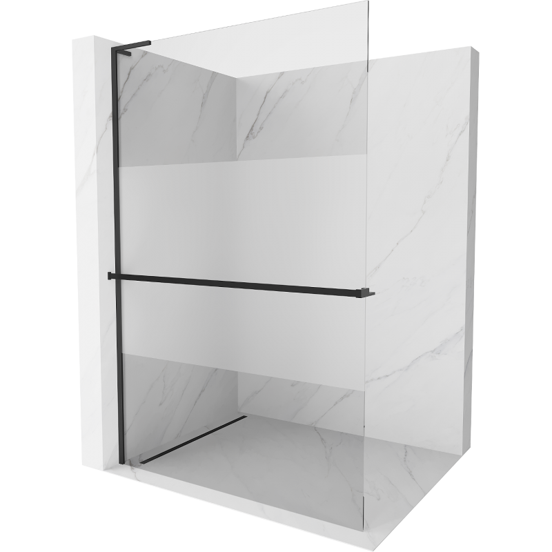 Mexen Kioto+ L douchewand met plank Walk-in 80 x 200 cm, transparant/mat, zwart - 800-080-123-70-35