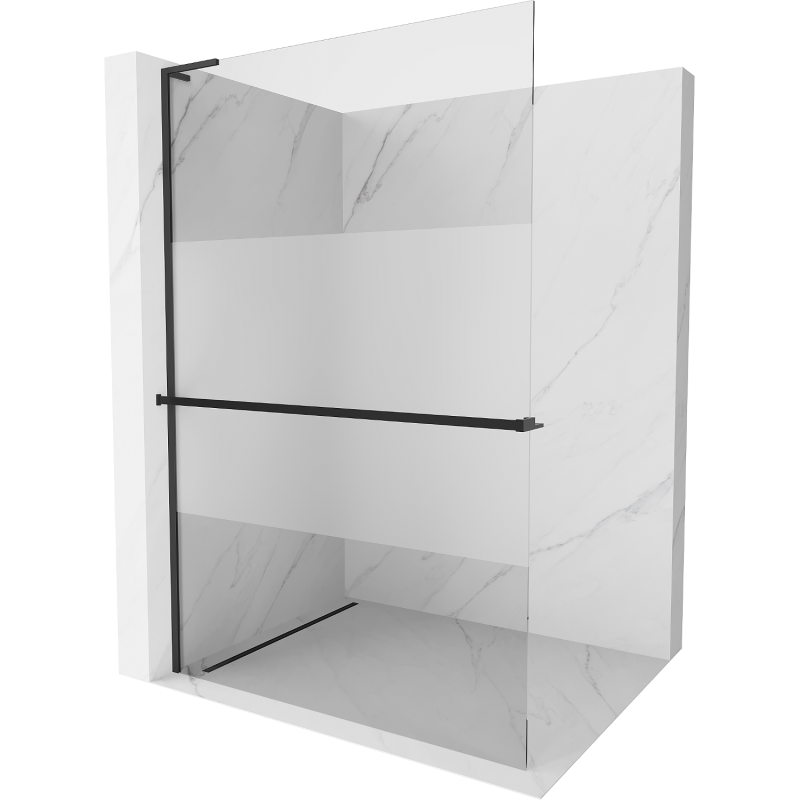 Mexen Kioto+ L Duschwand mit Regal Walk-in 90 x 200 cm, transparent/matt, schwarz - 800-090-123-70-35