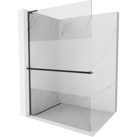 Mexen Kioto+ L Duschwand mit Regal Walk-in 100 x 200 cm, transparent/frost, schwarz - 800-100-123-70-35