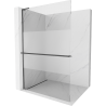 Mexen Kioto+ L douchewand met plank Walk-in 90 x 200 cm, transparant/mat, geborsteld geweergrijs - 800-090-123-66-35