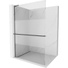 Mexen Kioto+ L Shower Wall with Walk-in Shelf 90 x 200 cm, Transparent/Frosted, Gun Gray Brushed - 800-090-123-66-35