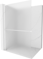 Mexen Kioto+ L Shower Wall with Walk-in Shelf 70 x 200 cm, Frosted, White - 800-070-123-20-30