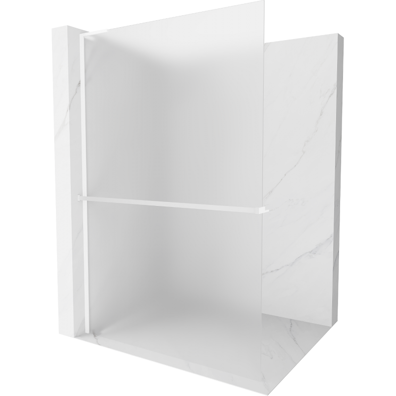 Mexen Kioto+ L ścianka prysznicowa z półką Walk-in 80 x 200 cm, szron, biała - 800-080-123-20-30