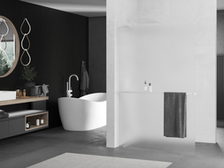 Mexen Kioto+ L shower panel with shelf Walk-in 100 x 200 cm, frosted, white - 800-100-123-20-30