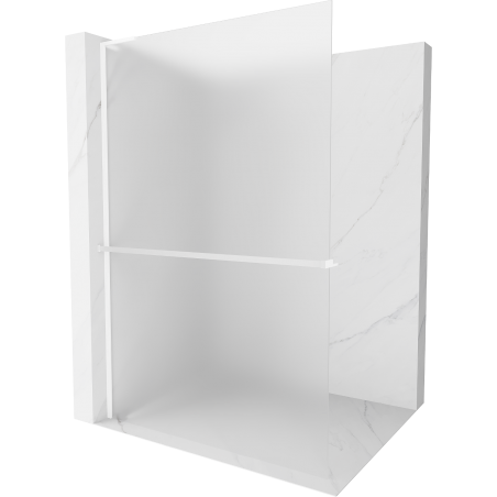 Mexen Kioto+ L Walk-in Shower Panel with Shelf 120 x 200 cm, Frosted, White - 800-120-123-20-30