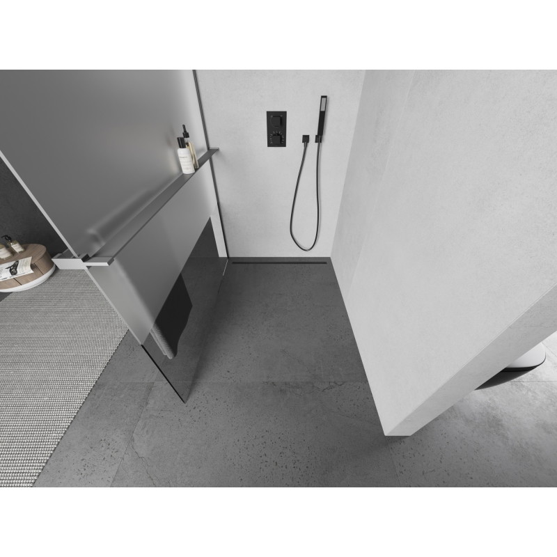 Mexen Kioto+ L dušisein riiuliga Walk-in 80 x 200 cm, läbipaistev/looritatud, püssimetall - 800-080-123-95-35