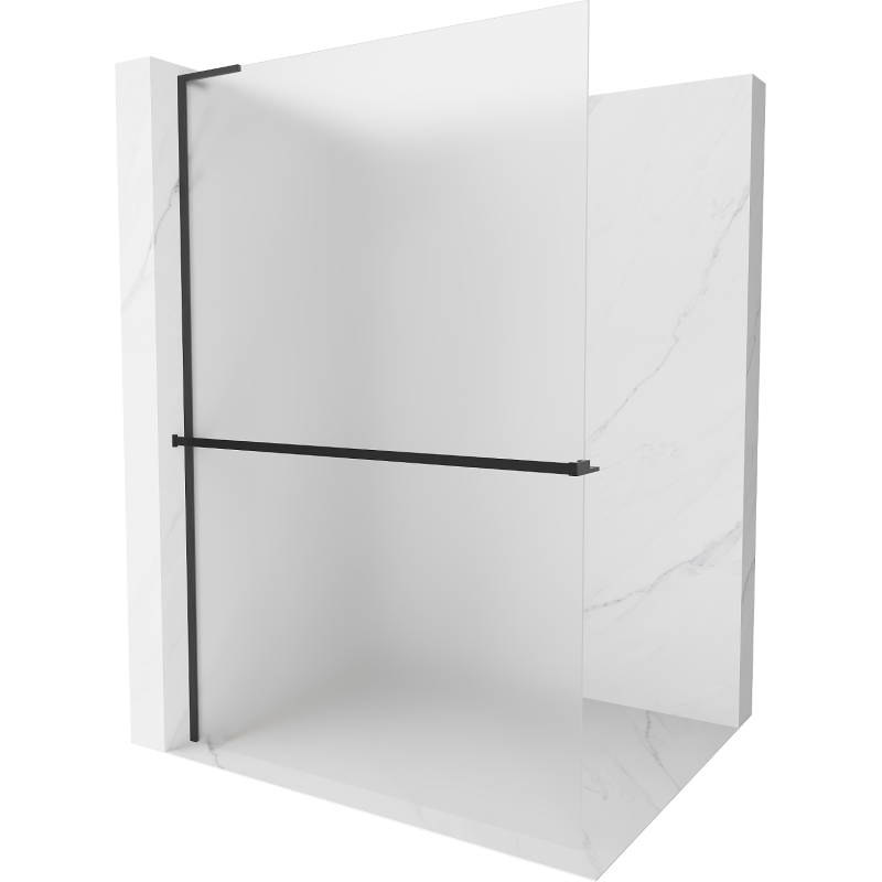 Mexen Kioto+ L paroi de douche avec étagère Walk-in 120 x 200 cm, givré, noir - 800-120-123-70-30