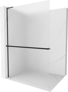 Mexen Kioto+ L Duschwand mit Ablage Walk-in 120 x 200 cm, matt, schwarz - 800-120-123-70-30