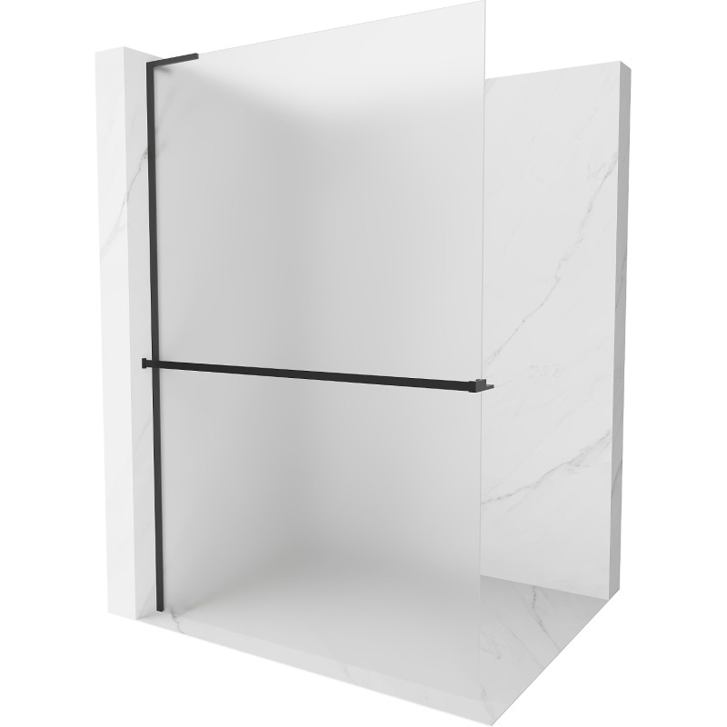 Mexen Kioto+ L dušisein koos Walk-in riiuliga 100 x 200 cm, härmas, must - 800-100-123-70-30