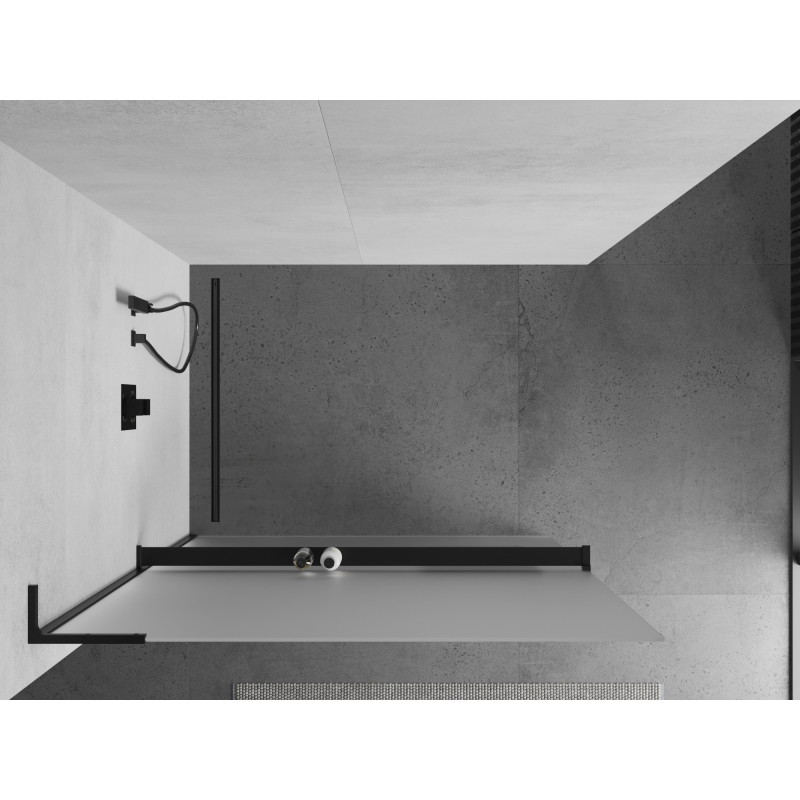 Mexen Kioto+ L dušisein koos Walk-in riiuliga 100 x 200 cm, härmas, must - 800-100-123-70-30