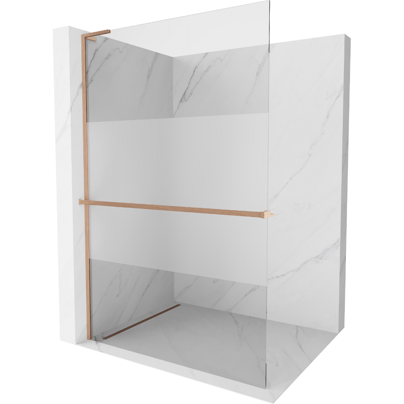 Mexen Kioto+ L ścianka prysznicowa z półką Walk-in 70 x 200 cm, transparent/szron, miedź szczotkowana - 800-070-123-65-35