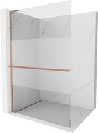 Mexen Kioto+ L Duschwand mit Regal Walk-in 100 x 200 cm, transparent/gefrostet, gebürstetes Kupfer - 800-100-123-65-35