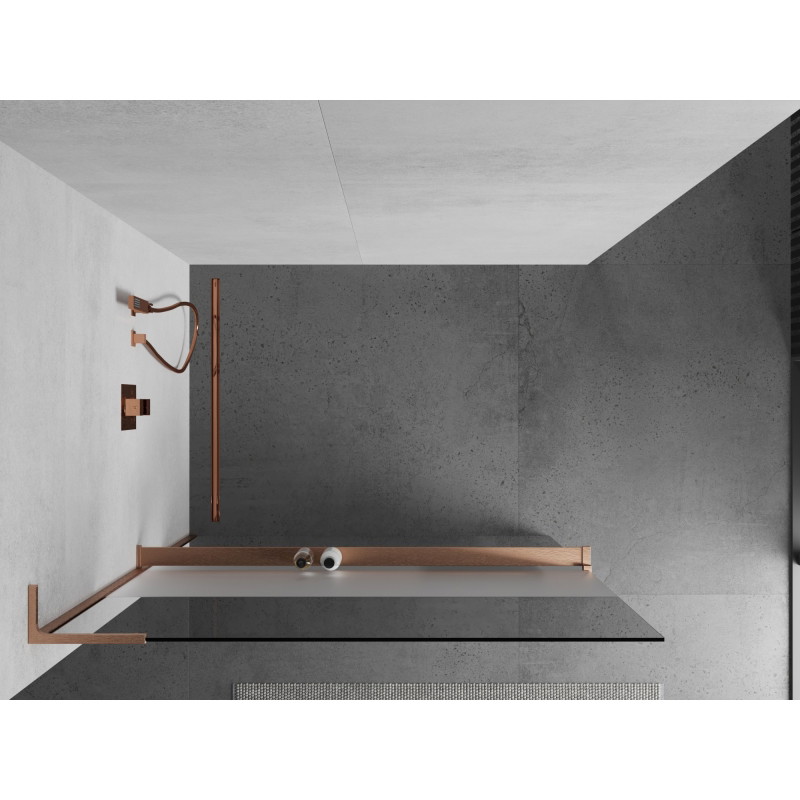 Mexen Kioto+ L dušisein riiuliga Walk-in 110 x 200 cm, läbipaistev/udune, harjatud vask - 800-110-123-65-35