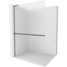 Mexen Kioto+ L Duschwand mit Regal Walk-in 90 x 200 cm, Frost, gebürstetes Gun Gray - 800-090-123-66-30
