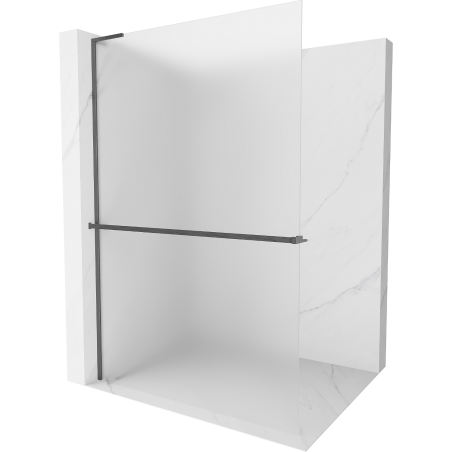 Mexen Kioto+ L Shower Screen with Shelf Walk-in 80 x 200 cm, Frosted, Gun Gray Brushed - 800-080-123-66-30