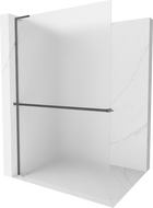 Mexen Kioto+ L Duschwand mit Regal Walk-in 70 x 200 cm, matt, gunmetal gebürstet - 800-070-123-66-30