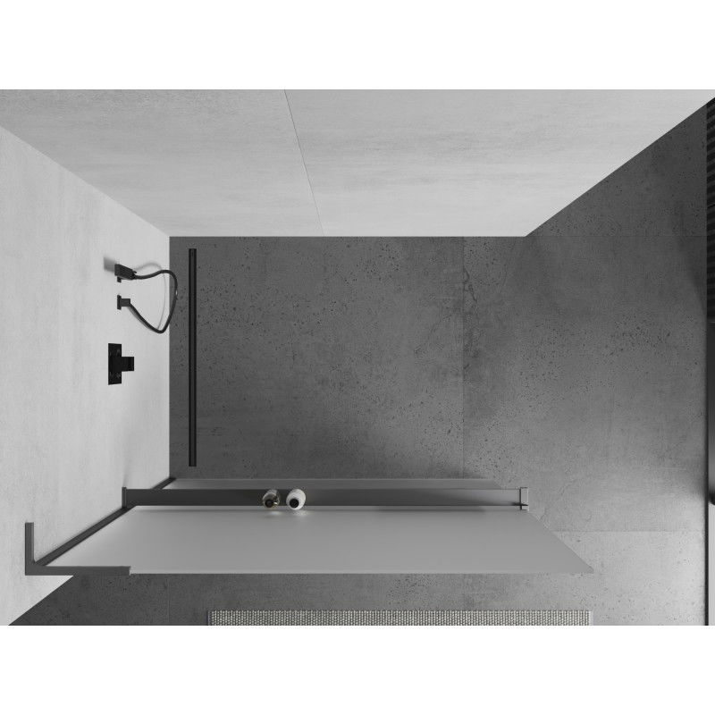 Mexen Kioto+ L Douchewand met plank Walk-in 120 x 200 cm, matglas, gun metal - 800-120-123-95-30