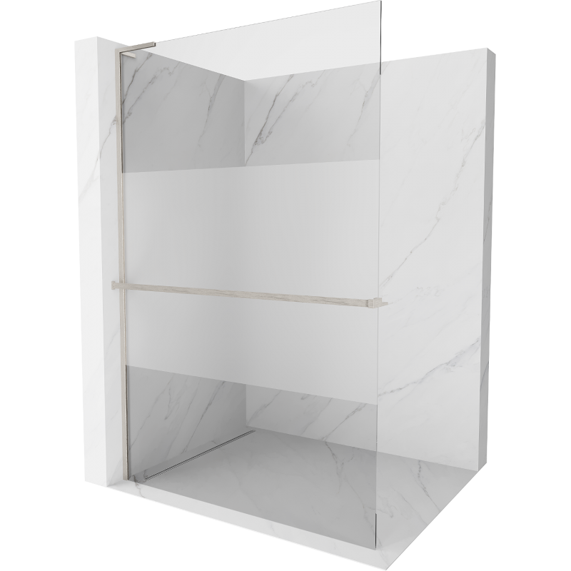 Mexen Kioto+ L panel de ducha con estante Walk-in 80 x 200 cm, transparente/escarchado, níquel cepillado - 800-080-123-97-35