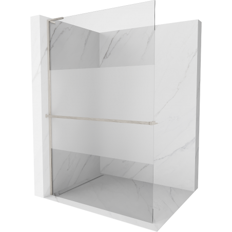 Mexen Kioto+ L Duschwand mit Ablage Walk-in 80 x 200 cm, transparent/matt, gebürsteter Nickel - 800-080-123-97-35