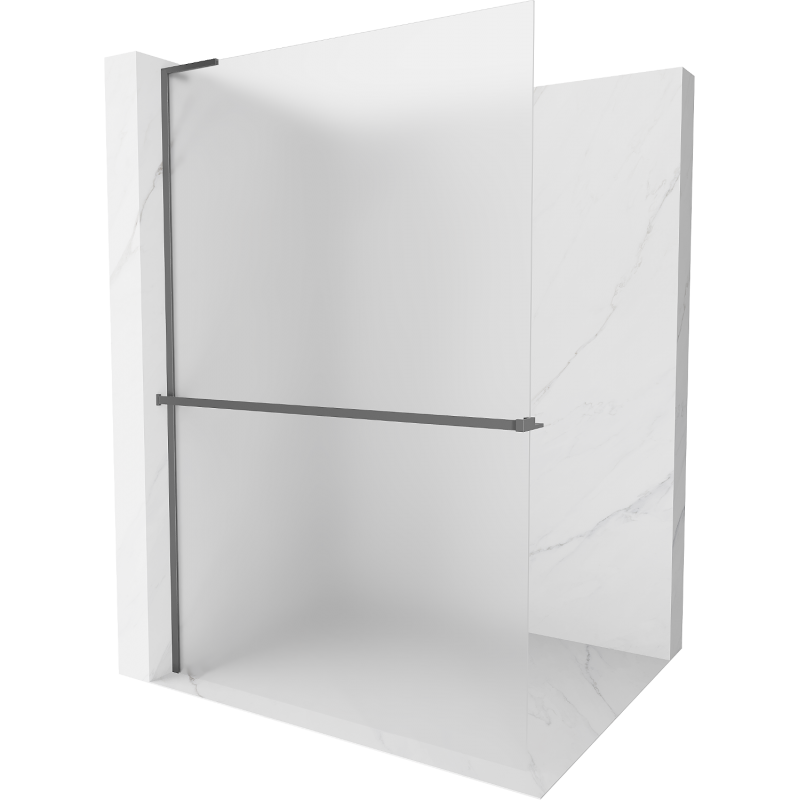 Mexen Kioto+ L Shower Screen with Shelf Walk-in 90 x 200 cm, Frosted, Gun Metal - 800-090-123-95-30