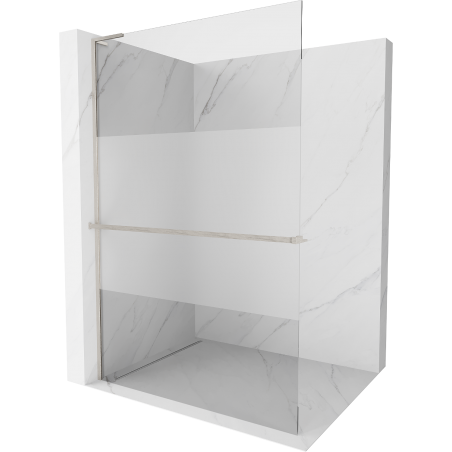 Mexen Kioto+ L Duschwand mit Ablage Walk-in 110 x 200 cm, transparent/Matt, gebürsteter Nickel - 800-110-123-97-35