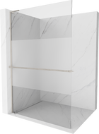 Mexen Kioto+ L Duschwand mit Ablage Walk-in 110 x 200 cm, transparent/Matt, gebürsteter Nickel - 800-110-123-97-35