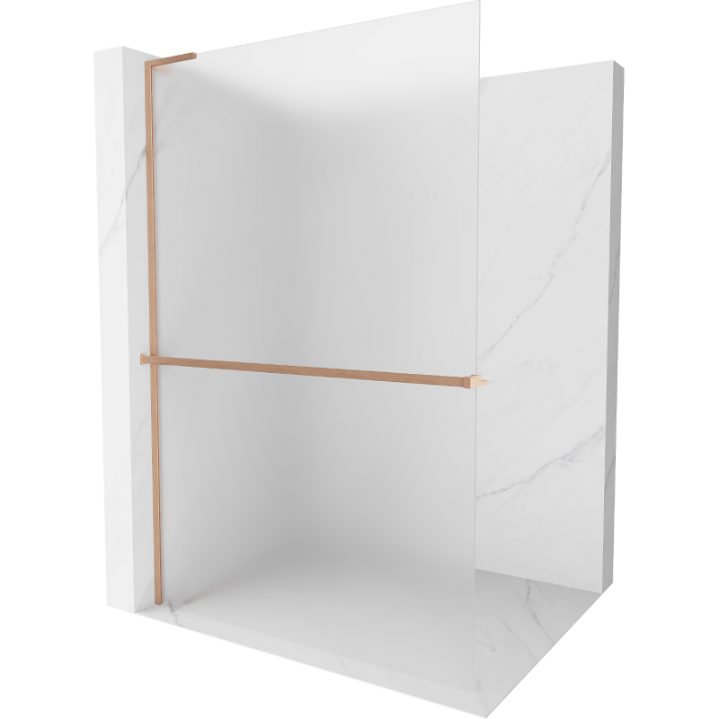 Mexen Kioto+ L paroi de douche avec étagère Walk-in 120 x 200 cm, givre, cuivre brossé - 800-120-123-65-30