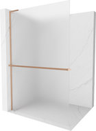 Mexen Kioto+ L pregrada za tuš s policom Walk-in 120 x 200 cm, mraz, brušeni bakar - 800-120-123-65-30