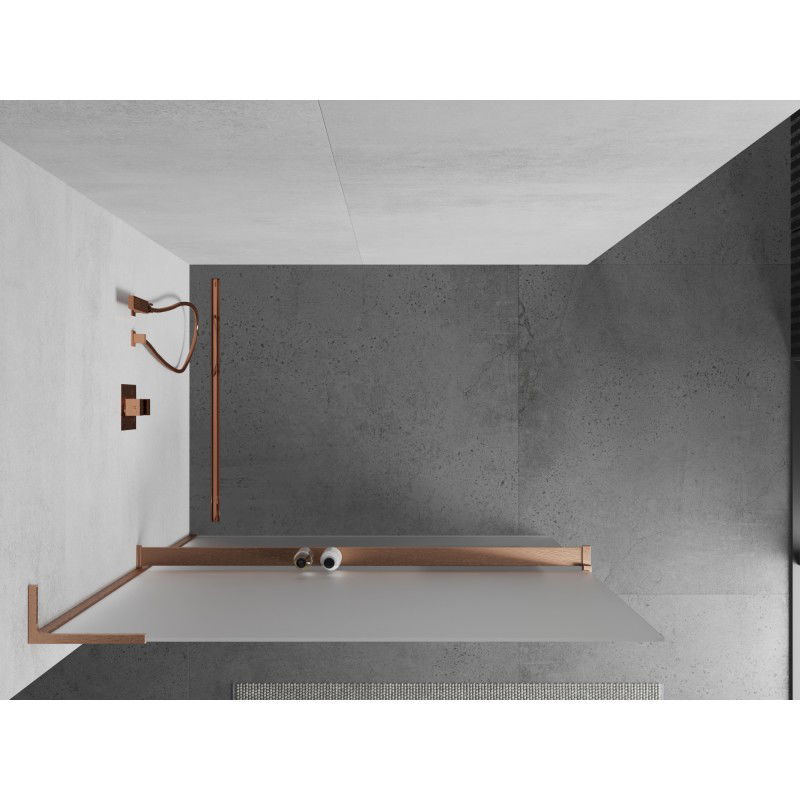 Mexen Kioto+ L paroi de douche avec étagère Walk-in 80 x 200 cm, givre, cuivre brossé - 800-080-123-65-30